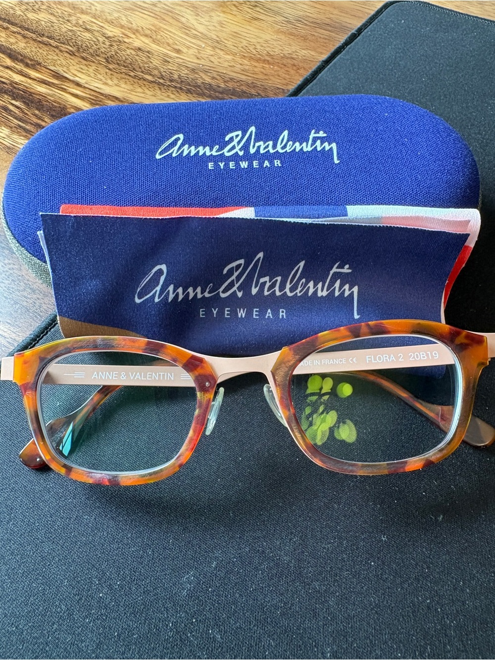 Anne et Valentin âFlora 2â 20B19 Eyeglasses â Tortoise Acetate, Blush Metal